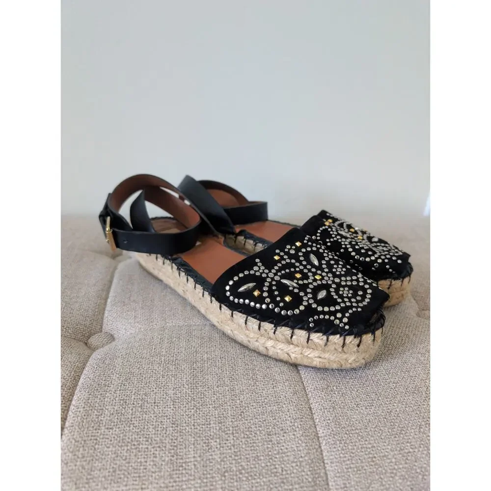 Valentino Garavani Studded Butterfly Suede Espadrilles size EU 39